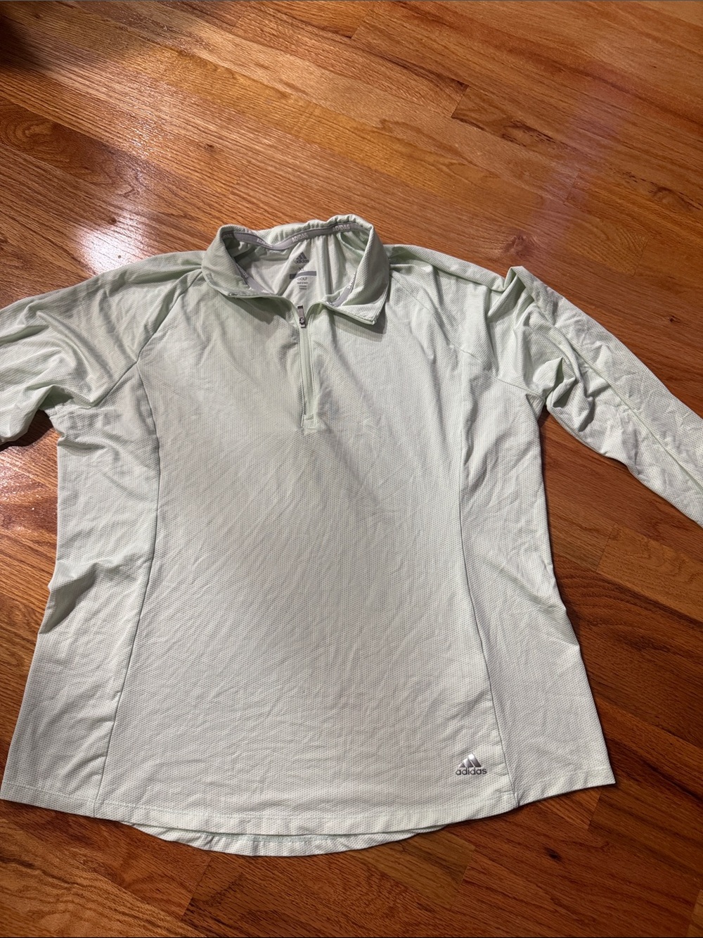 adidas Light Mint Quarter-Zip Long Sleeve Top